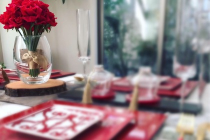 バレンタイン, テーブルコーディネート, バレンタインテーブルコーディネート